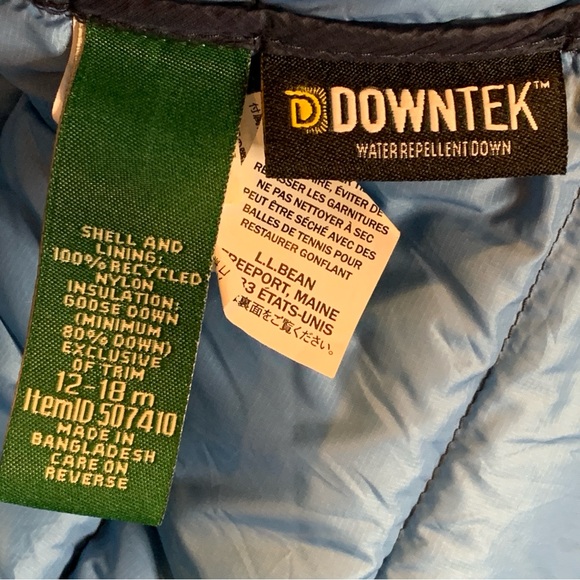 L.L. Bean Kids Infants' Ultralight 650 Down Bunting Puffer Jacket Navy $120.00 - Picture 9 of 15